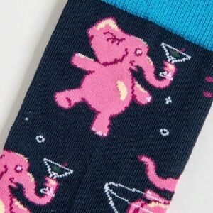 Whimsical Pink and Black Elephant Socks